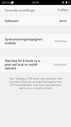 Skriv inn navnet ditt og velg Fullført