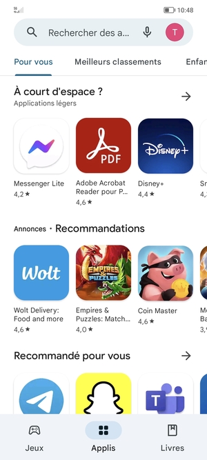 Sélectionnez la barre de Recherche
