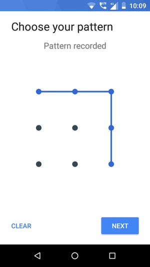Draw an unlock pattern and select NEXT