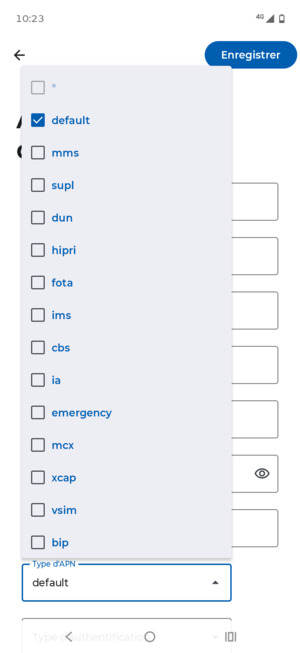 Assurez-vous que default est sélectionné