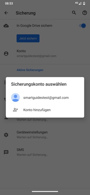 Wählen Sie Ihr Konto für Backup