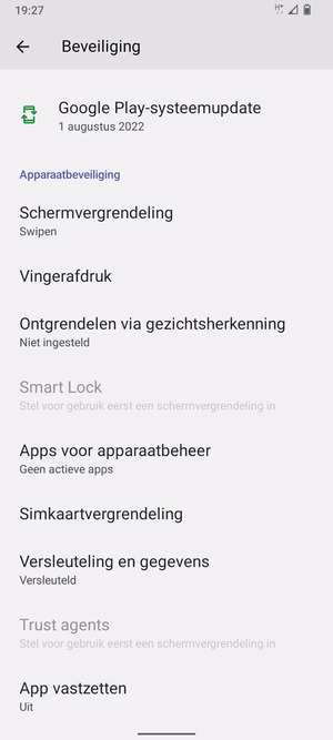 Om de pin voor de simkaart te wijzigen, scroll naar en selecteer Simkaartvergrendeling