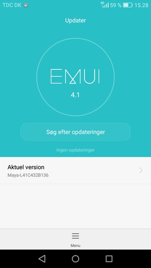 Hvis din telefon er opdateret, vil du se følgende skærmbillede