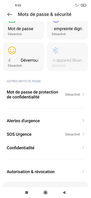 Faites défiler et sélectionnez Confidentialité