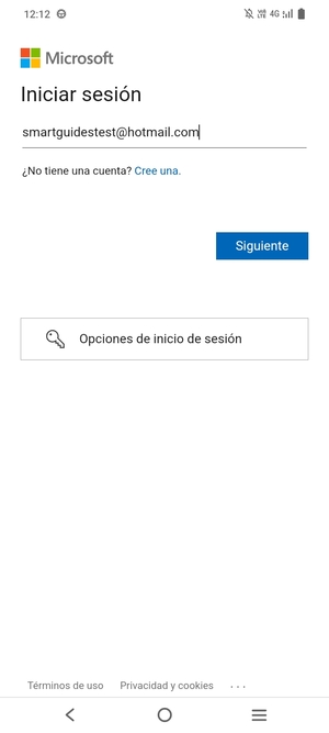 Introduzca su Dirección de correo electrónico y seleccione Siguente