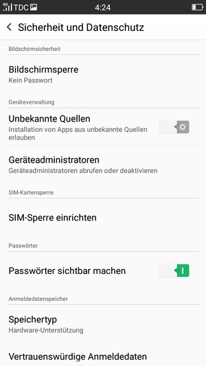 Wählen Sie SIM-Sperre einrichten