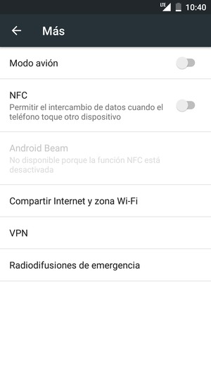 Seleccione Compartir Internet y zona Wi-Fi