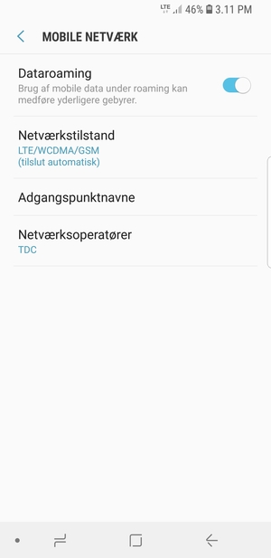 Slå Dataroaming til eller fra