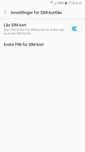 Velg Endre PIN for SIM-kort