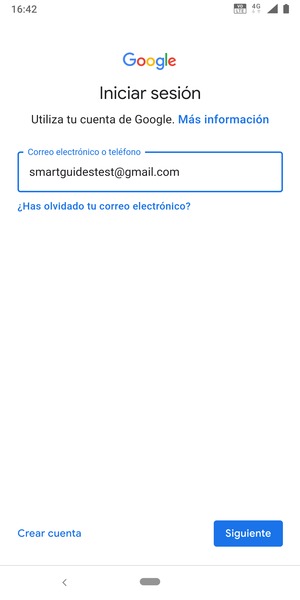 Introduzca su dirección de Gmail y seleccione Siguiente