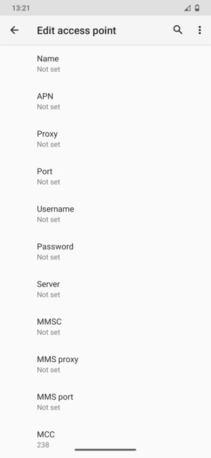 Enter Internet information