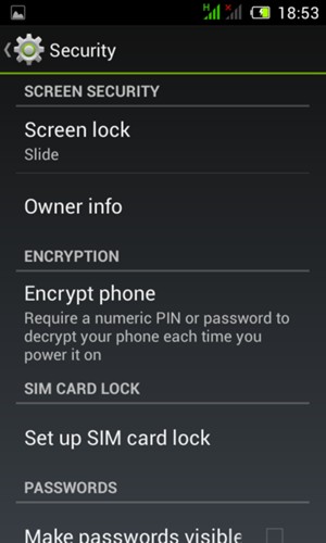 Select Screen lock