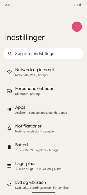 Vælg Netværk og internet