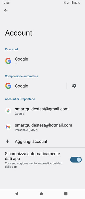 Seleziona il tuo account Google