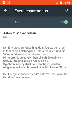 Schalten Sie Energiesparmodus ein