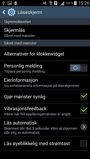Velg Skjermlås