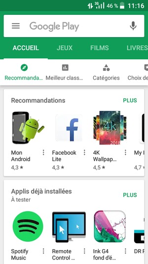 Sélectionnez la barre de Recherche