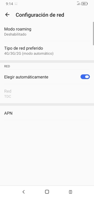 Para cambiar la red en caso de problemas de conectividad, desactive Elegir automáticamente