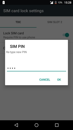 Confirm your new SIM PIN and select OK