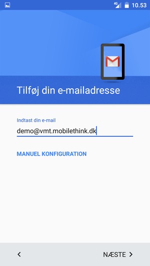 Indtast din e-mailadresse og vælg NÆSTE