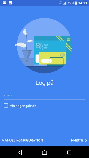 Indtast din adgangskode og vælg MANUEL KONFIGURATION