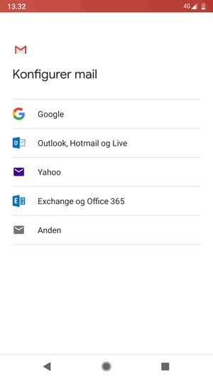 Vælg Exchange og Office 365