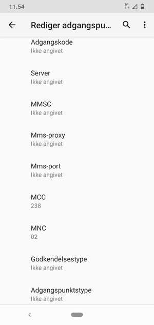 Scroll ned og indtast MMS-oplysninger