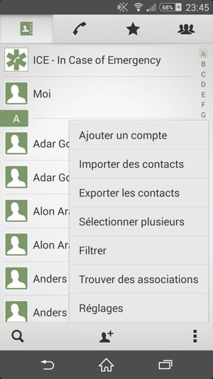 Sélectionnez Importer des contacts