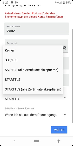 Wählen Sie Keiner und WEITER