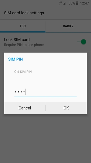 Enter your Old SIM PIN and select OK