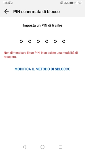 Seleziona MODIFICA IL METODO DI SBLOCCO