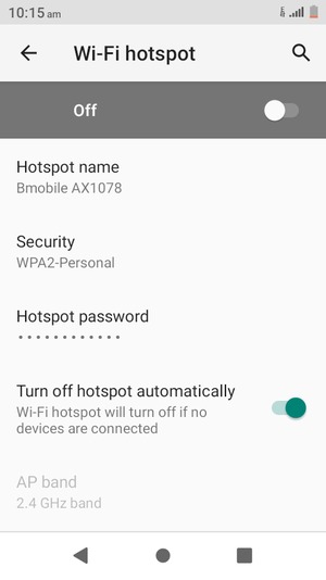 Select Hotspot password