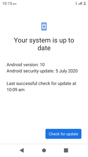If your phone is up to date, you will see the following screen