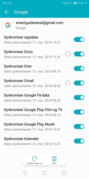Vælg Synkroniser nu
