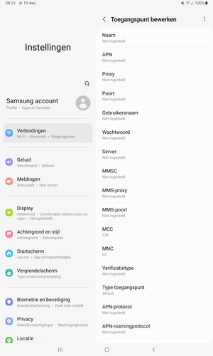 Voer internetgegevens in
