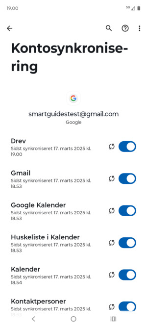 Kontroller at Kontaktpersoner er valgt