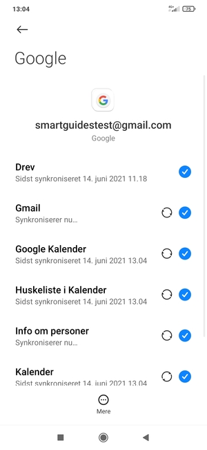 Dine oplysninger vil blive synkroniseret