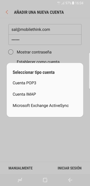 Seleccione Microsoft Exchange ActiveSync