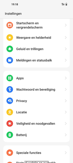 Scroll naar en selecteer Wachtwoord en beveiliging