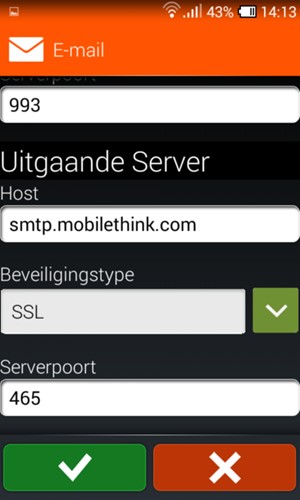 Scroll naar beneden en voer Exchange serveradres in. Selecteer OK