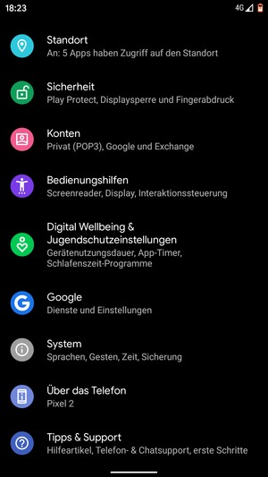Scrollen Sie und wählen Sie Standort