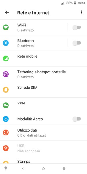 Seleziona Wi-Fi