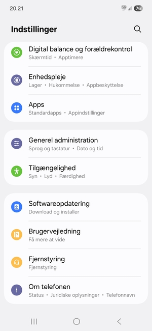 Scroll til og vælg Softwareopdatering