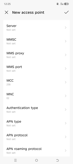 Scroll down and enter MMS information