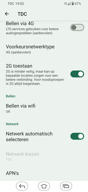 Scroll naar en selecteer APN's