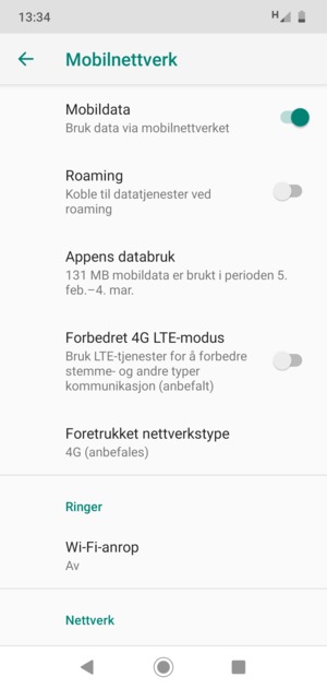 Velg Foretrukket nettverkstype
