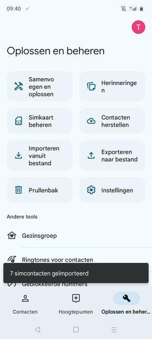 Uw contactpersonen worden opgeslagen naar uw Google-account en naar uw telefoon de volgende keer dat Google gesynchroniseerd wordt.