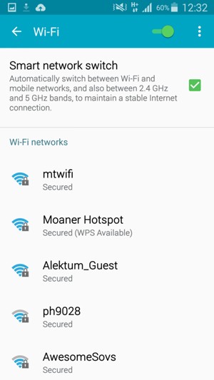 Select the wireless network you want to connect to