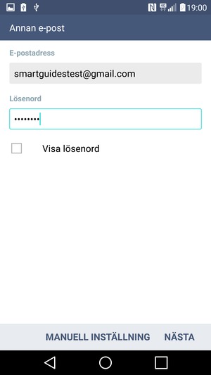 Ange din Gmail- eller Hotmail-adress och lösenord. Välj NÄSTA