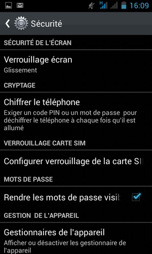 Sélectionnez Verrouillage écran